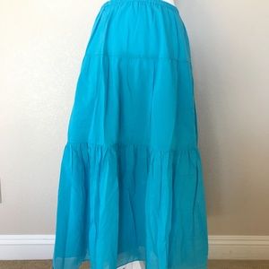 Luxe Ocean Blue Silk/Cotton Maxi Skirt PS